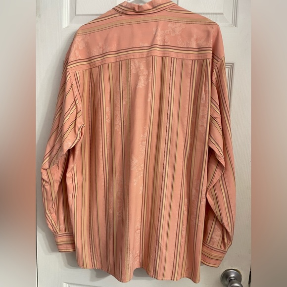 Tommy Bahama Striped Silk Blend Button Down Mens Long Sleeve Shirt Pink Peach XL - Picture 9 of 9